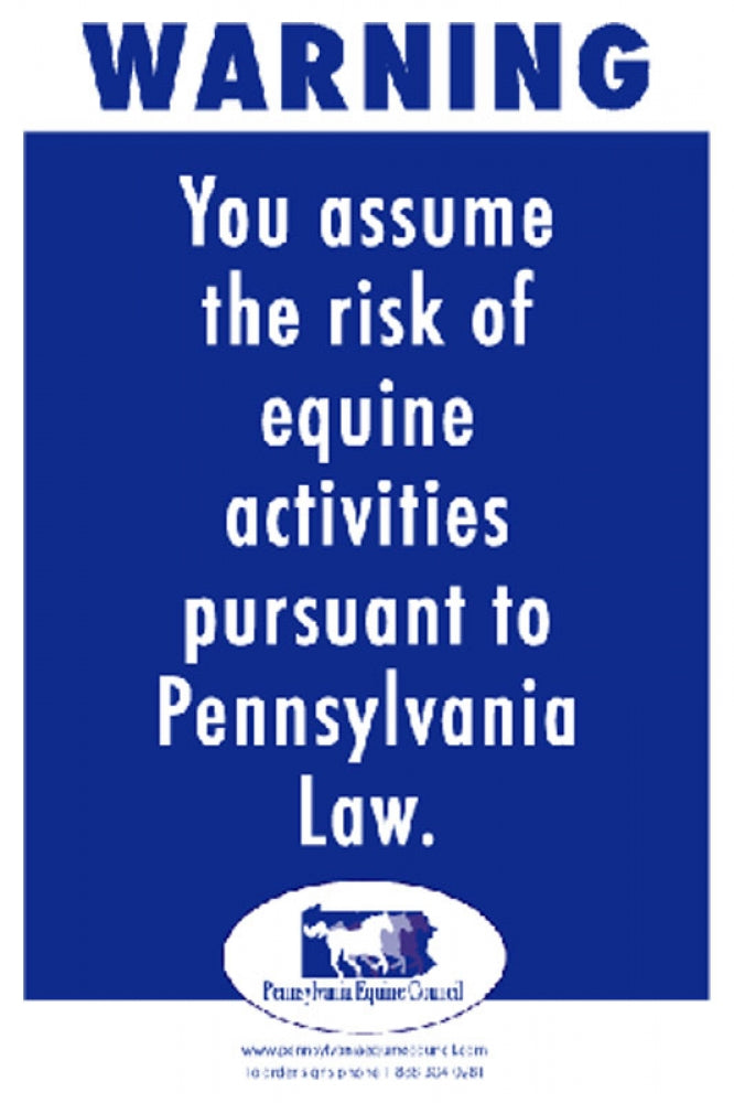 Pennsylvania Equine Liability Sign