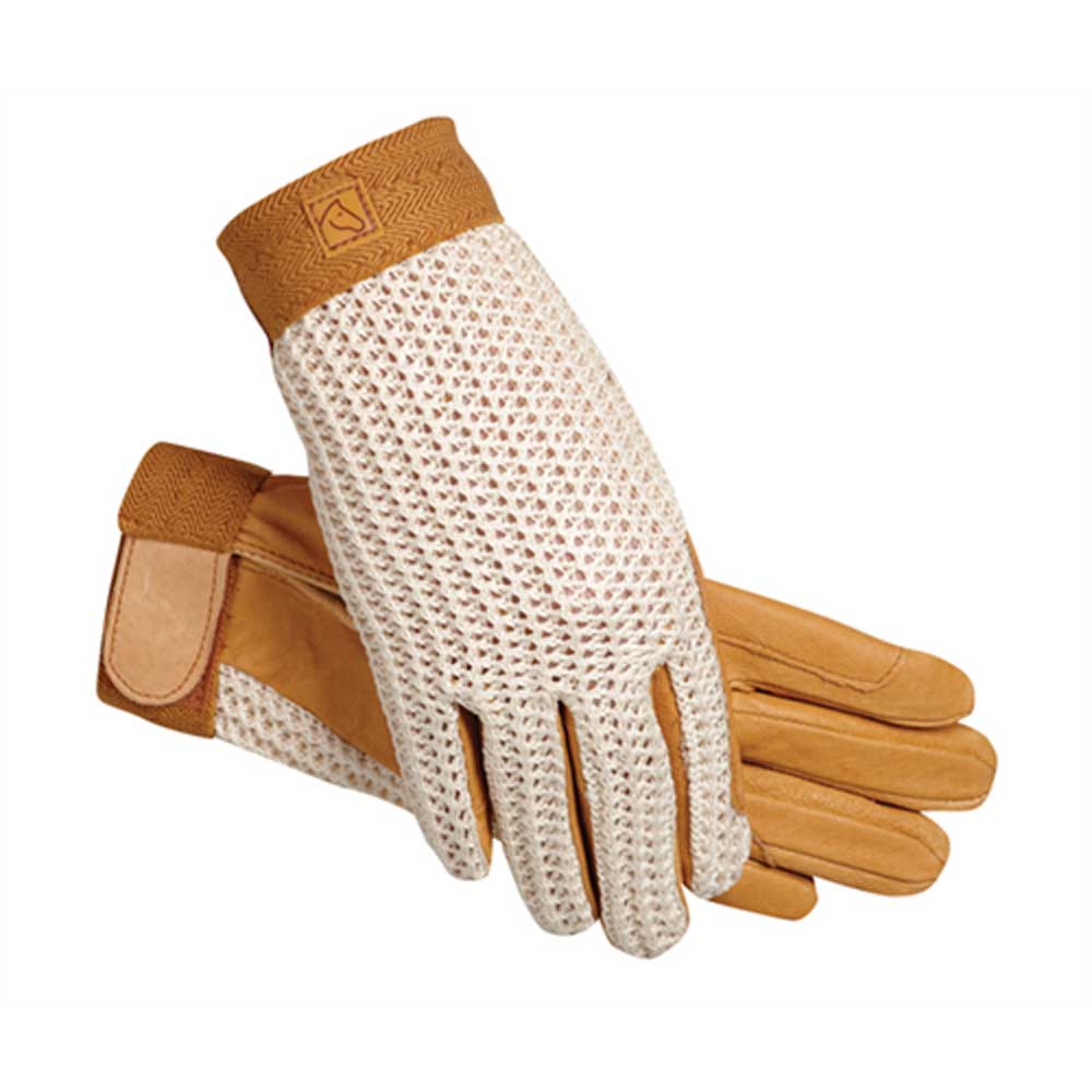 SSG Lycrochet Ultraflex Riding Gloves  - Natural/Natural