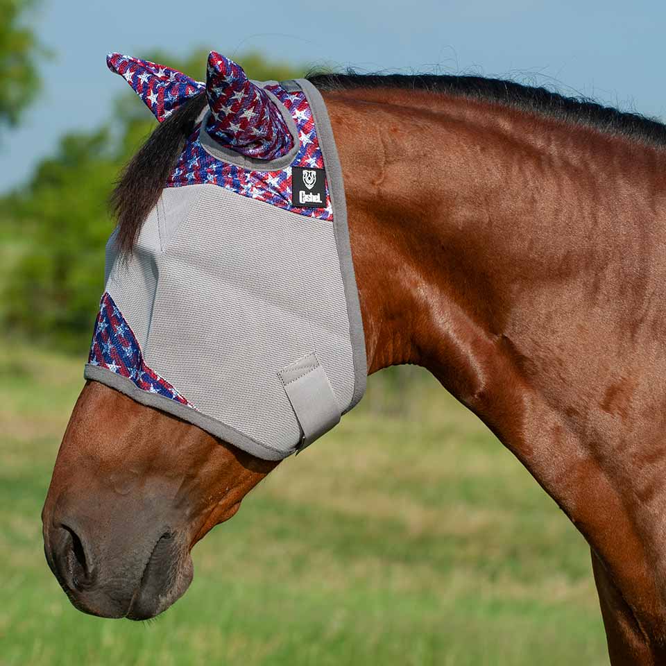 Cashel Crusader Fly Mask Standard with EARS - Freedom Stars & Stripes