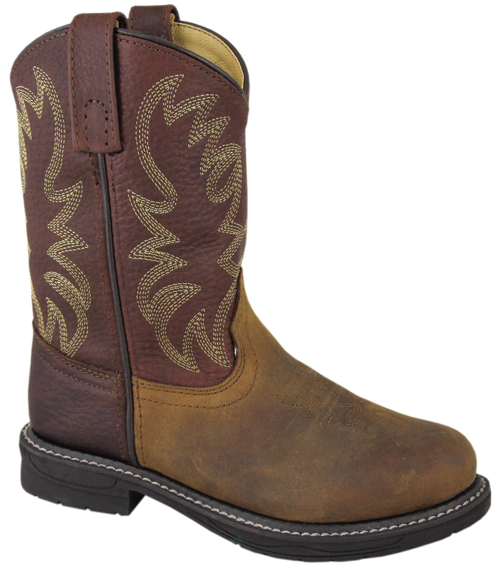 SMOKY MOUNTAIN BOOTS BUFFALO Western Boots -2470 - BROWN OIL DISTRESS/BROWN- Youth