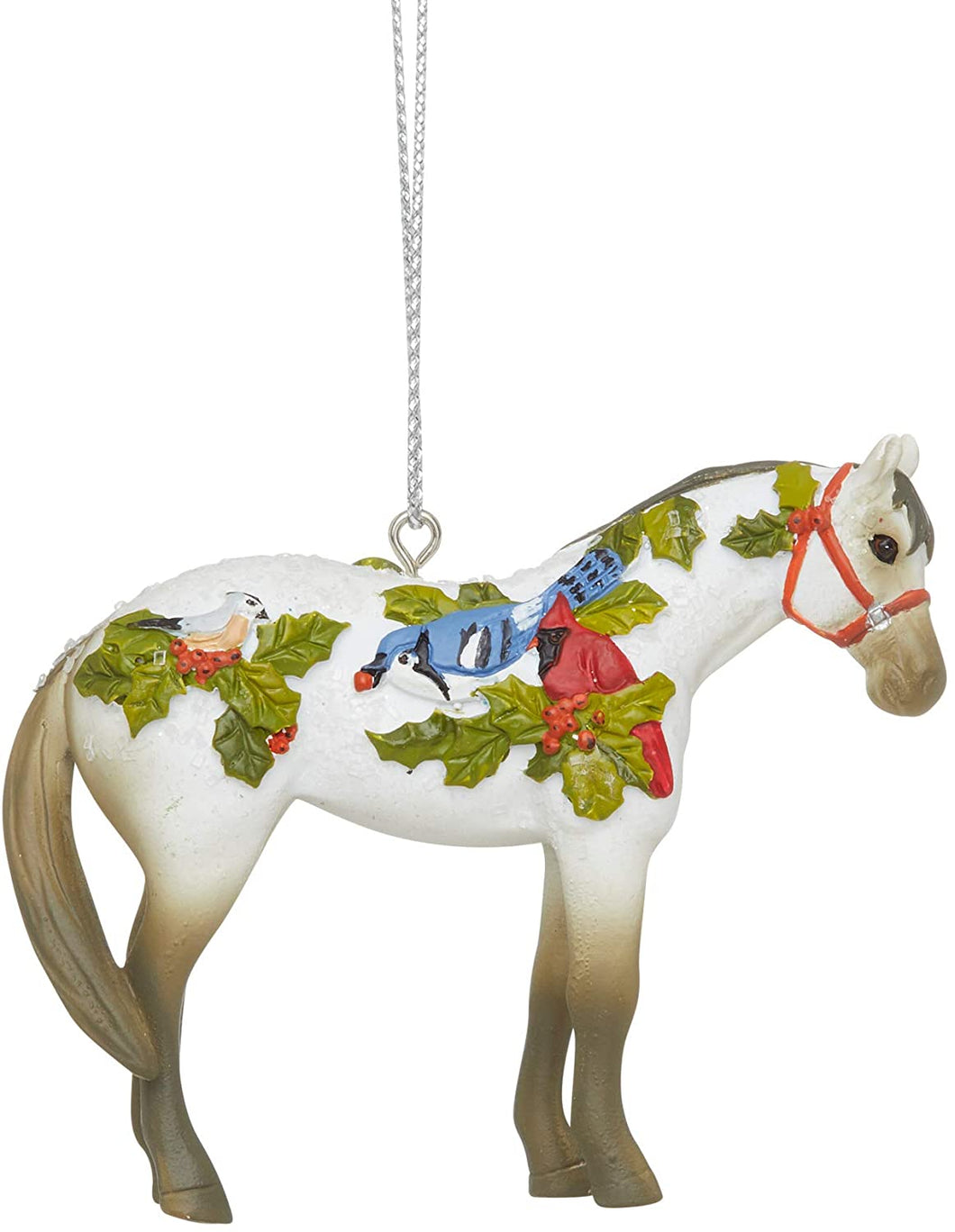 Painted Ponies Xmas Winter Feathers Christmas Horse Ornament