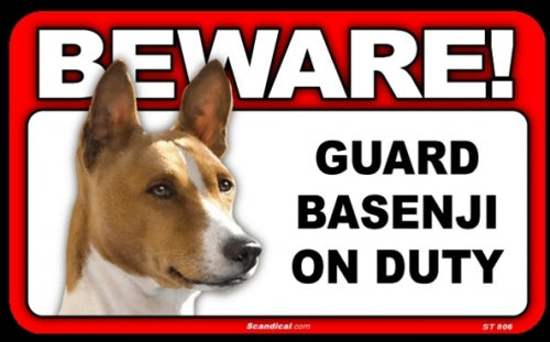 BEWARE Guard Dog on Duty Sign - Basenji