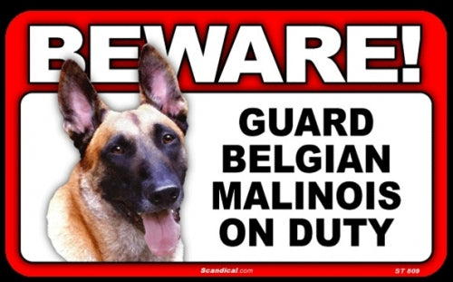 BEWARE Guard Dog on Duty Sign - Belgian Malinois